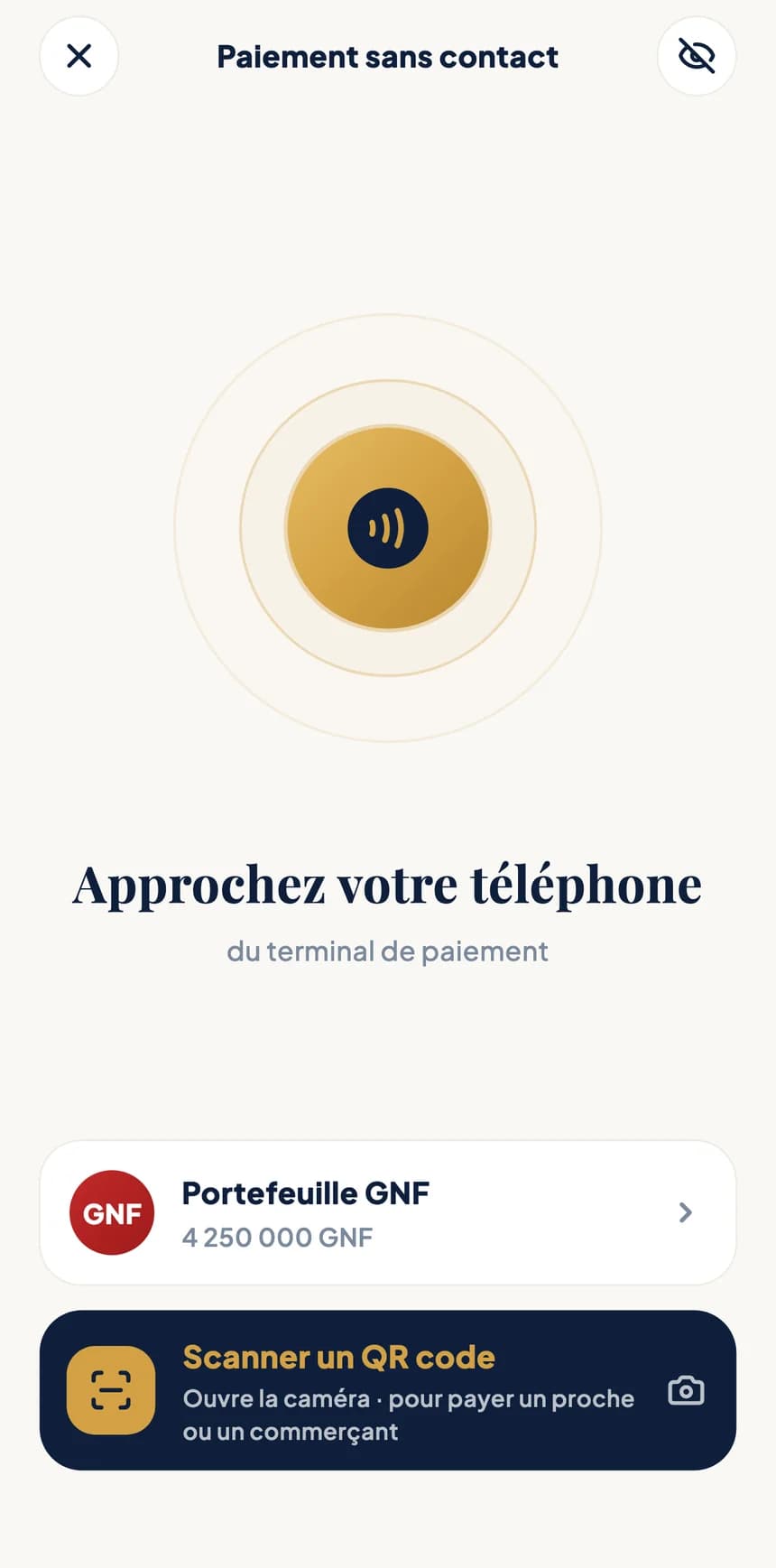 Écran de l'application BZA