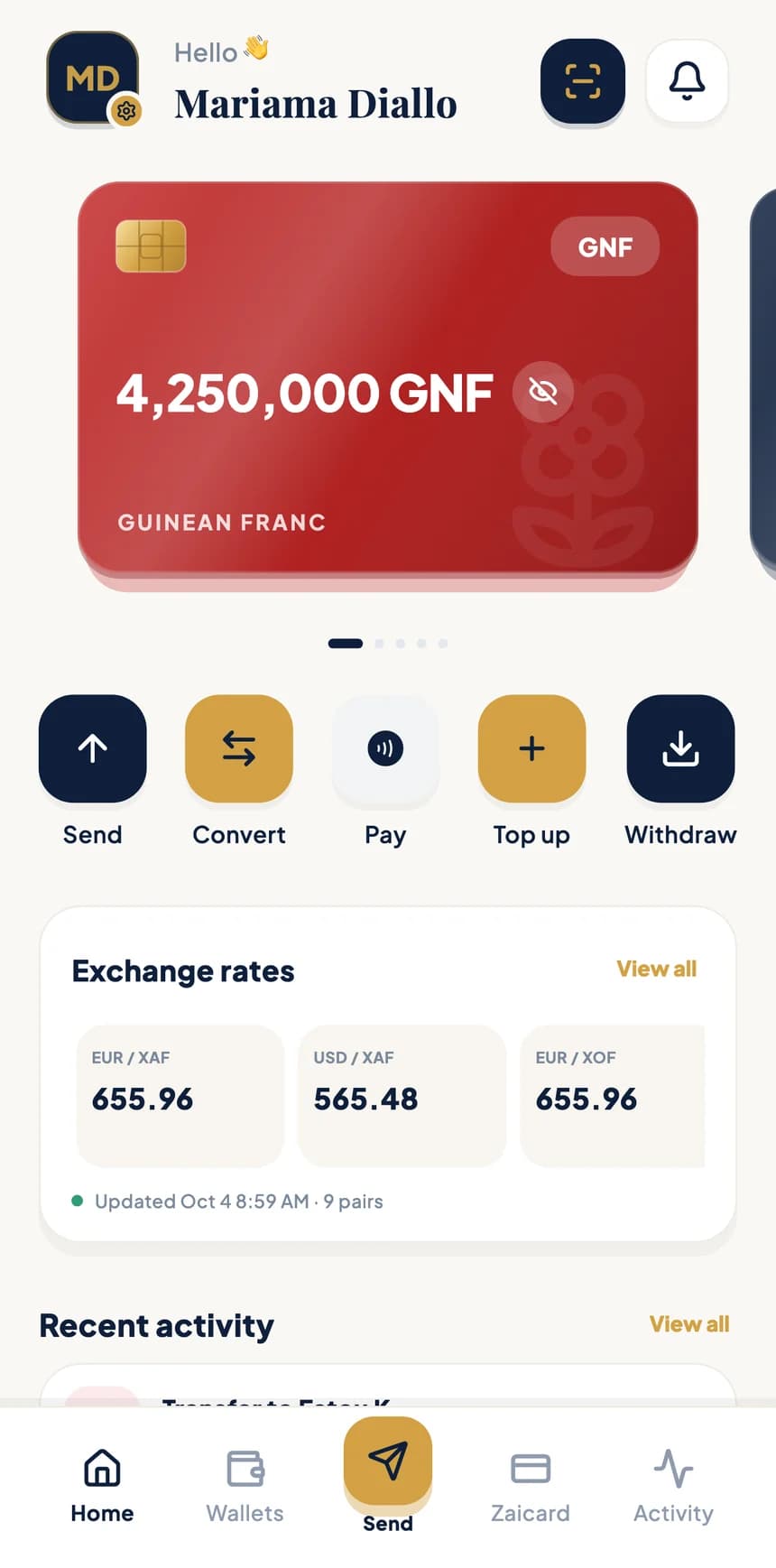 BZA app screen
