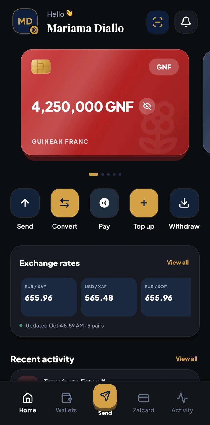 BZA app screen