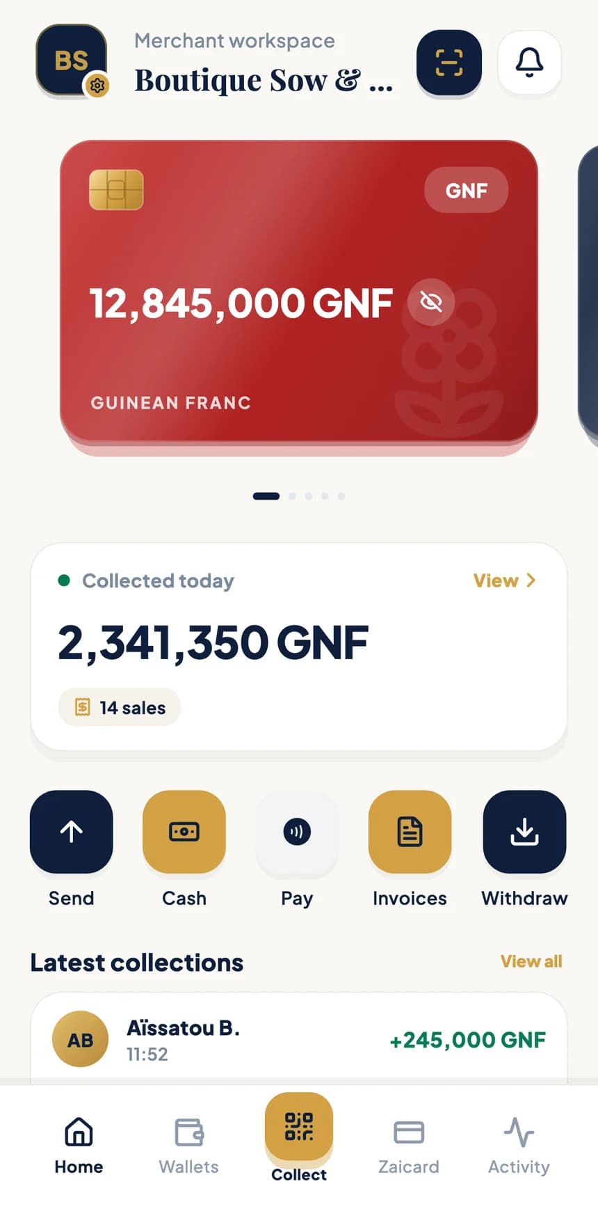 BZA app screen