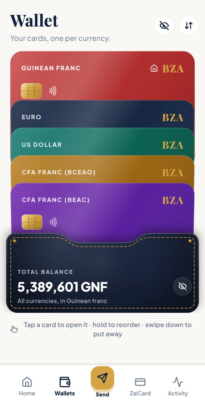 BZA app screen