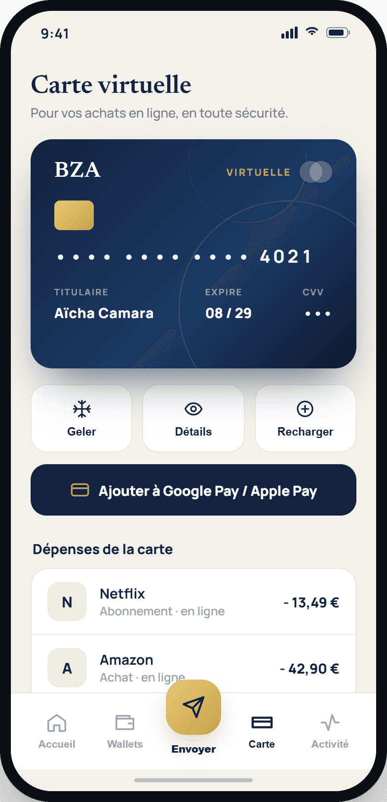 Carte virtuelle BZA